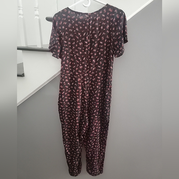The nines by Hatch | women black jumpsuit with red floral Print Pockets Comfy - Picture 6 of 7